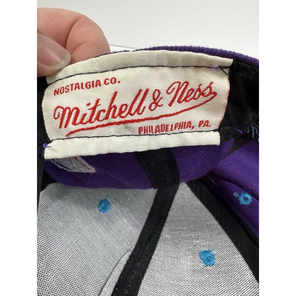 Mitchell & Ness Charlotte Hornets Snapback Hat Purple/Teal Cap Hardwood Classics